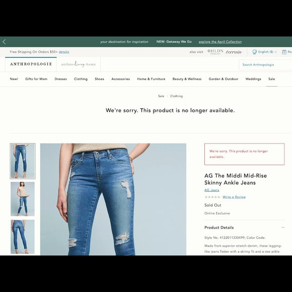 Anthro AG The Middi Mid-Rise Skinny Ankle Jeans - Picture 5 of 16